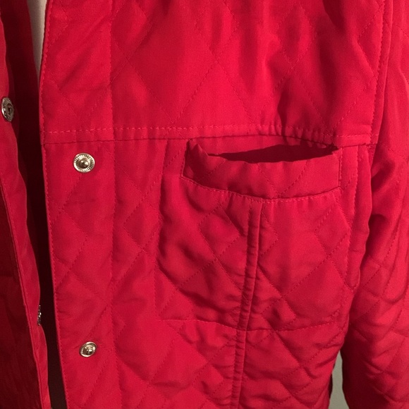 XL red quilted spring jacket with tan linning - Picture 3 of 9